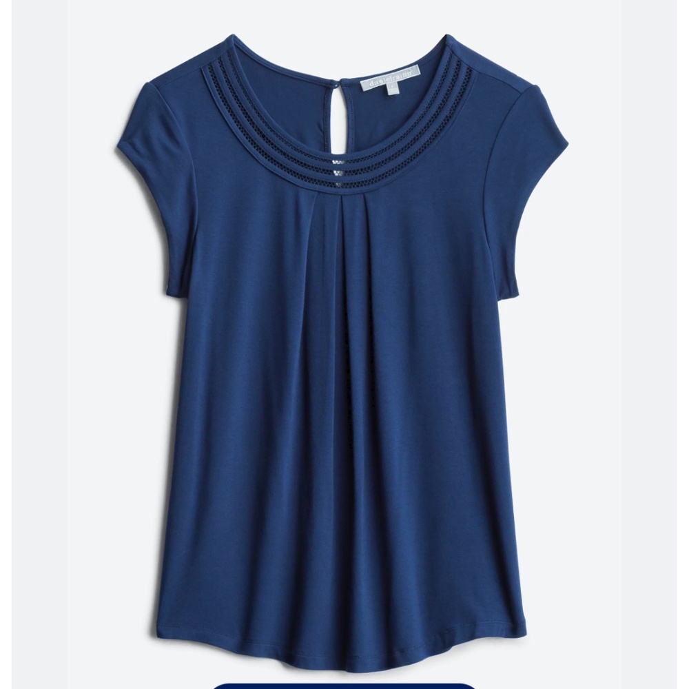 Daniel Rainn Brinn Scoop Neck Pleat Detail Knit Top - Navy - Size Small